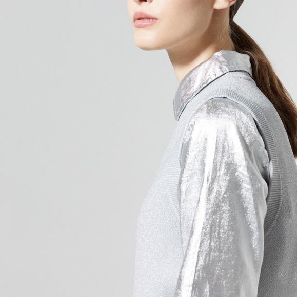 San Marino Metallic Linen Shirt - New Silver - Picture 8 of 8